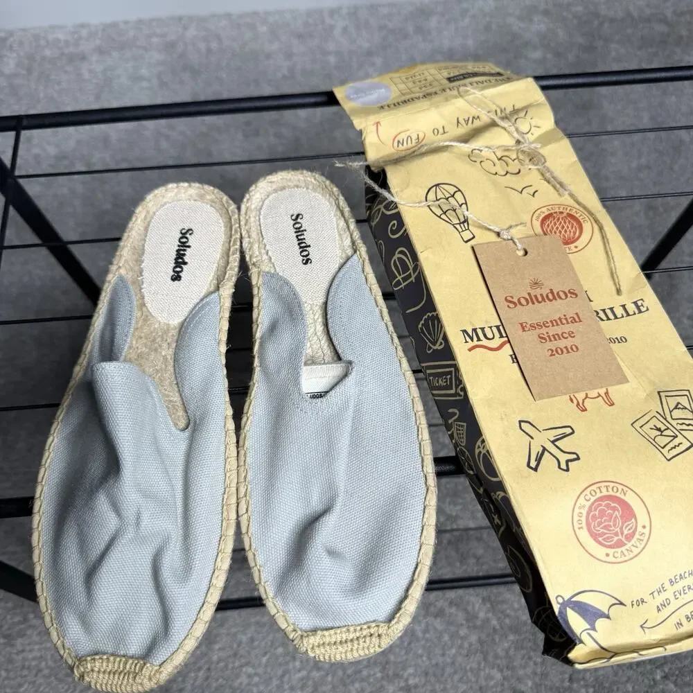 Soludos The Dali Mule Canvas Espadrilles Women Size 9-9.5 Gray